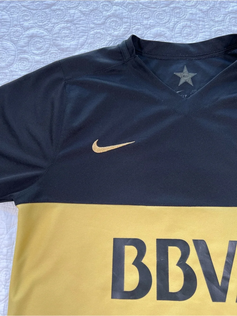Nike Boca juniors 2016/17 3rd soccer jersey black/gold #1 Carlitos Tevez L
